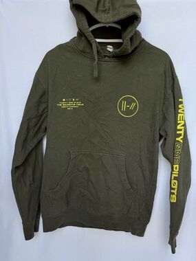 Twenty One Pilots Olive Green Logo Hoodie with Yellow Print